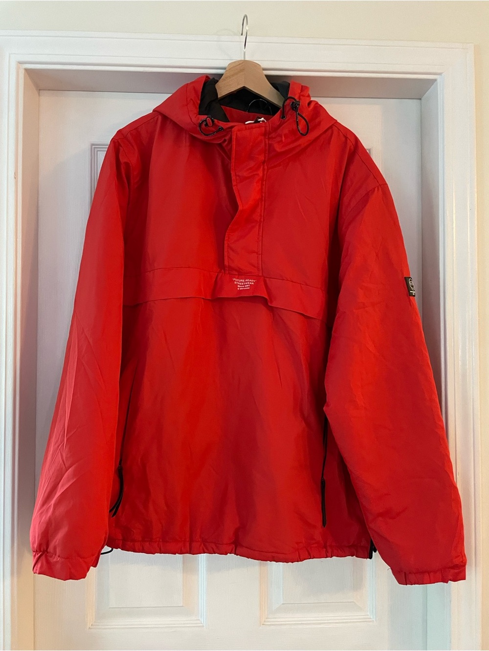 Bershka Red Hooded Windbreaker Jacket